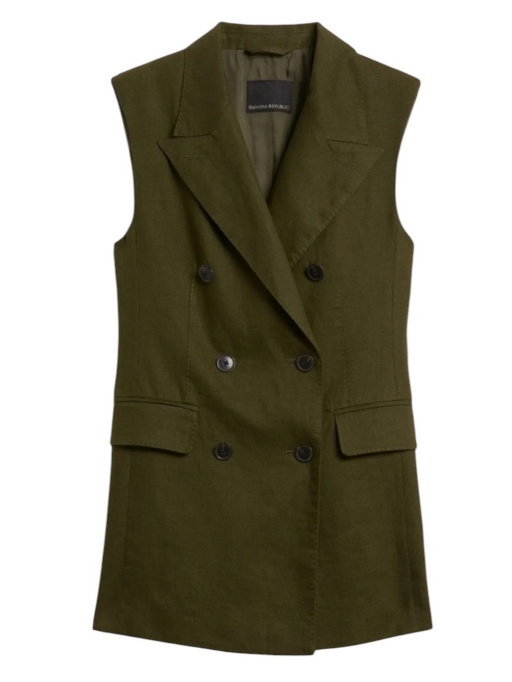 Banana Republic Palma Linen Vest Camo Green NWT Size 00 Petite